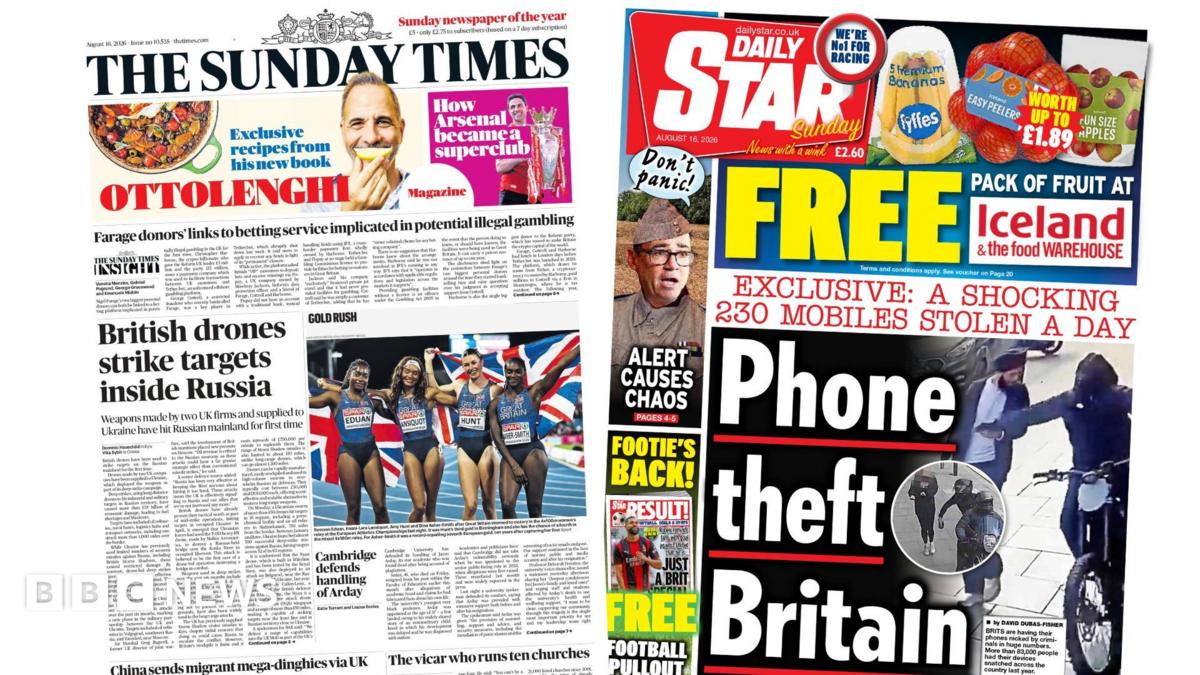 "British drones strike targets inside Russia," reads the headline on the front page of the Sunday Times.
