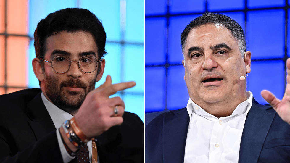 Banned YouTubers Hasan Piker (left) and Cenk Uygur (right)