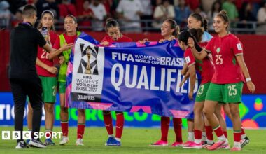 Morocco celebrate qualifying for the World Cup