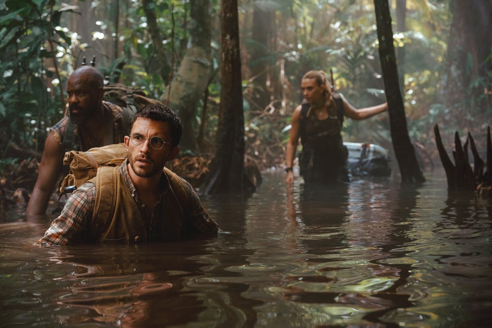 Bechir Sylvain, Jonathan Bailey, Scarlett Johansson, Jurassic World: Rebirth bechir sylvain, jonathan bailey, scarlett johansson, jurassic world rebirth