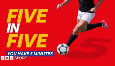 A generic picture of an unknown footballer beside the words: "Five in Five you have five minutes"