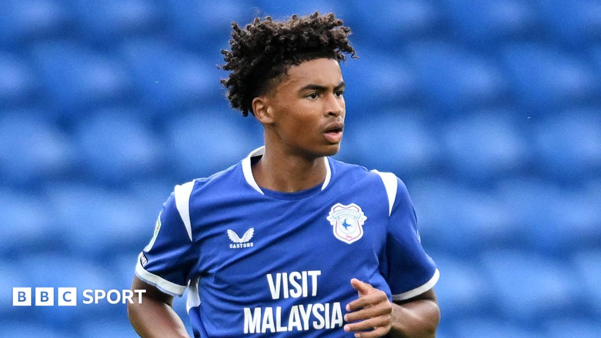 Noah Anyadike on debut for Cardiff against Norwich in the Carabao Cup.