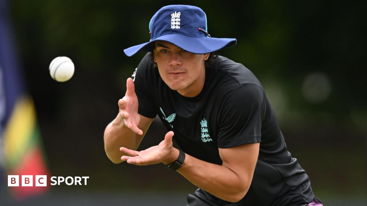 Caleb Falconer taking a catch during training for England Under-19s