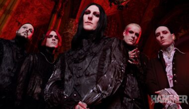 Motionless In White against a red background