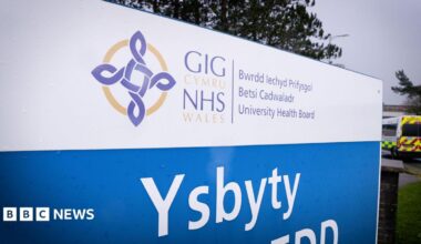 Betsi Cadwaladr University Health Board sign.