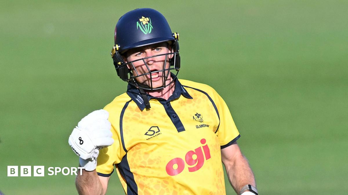 Andy Gorvin celebrates after Glamorgan's win against Worcestershire