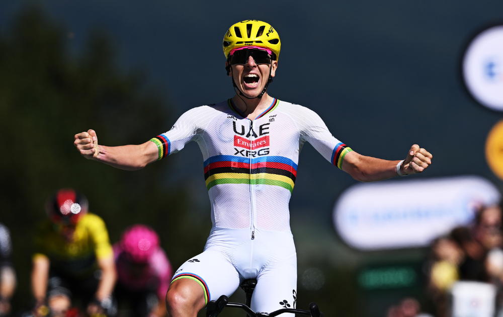Tadej Pogacar of Slovenia and UAE Team Emirates - XRG celebrates at finish line as stage winner during 113th Tour de France 2026, Stage 3 a 195.9km stage from Granollers to Les Angles