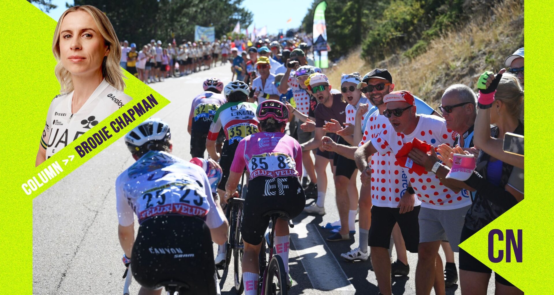 Antonia Niedermaier (Canyon-SRAM), Cedrine Kerbaol (EF Education-Oatly), Paula Blasi and Elisa Longo Borghini (UAE Team L'IMAD) on the chase on stage 7 of the Tour de France Femmes to the top of Mont Ventoux