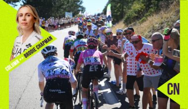 Antonia Niedermaier (Canyon-SRAM), Cedrine Kerbaol (EF Education-Oatly), Paula Blasi and Elisa Longo Borghini (UAE Team L'IMAD) on the chase on stage 7 of the Tour de France Femmes to the top of Mont Ventoux