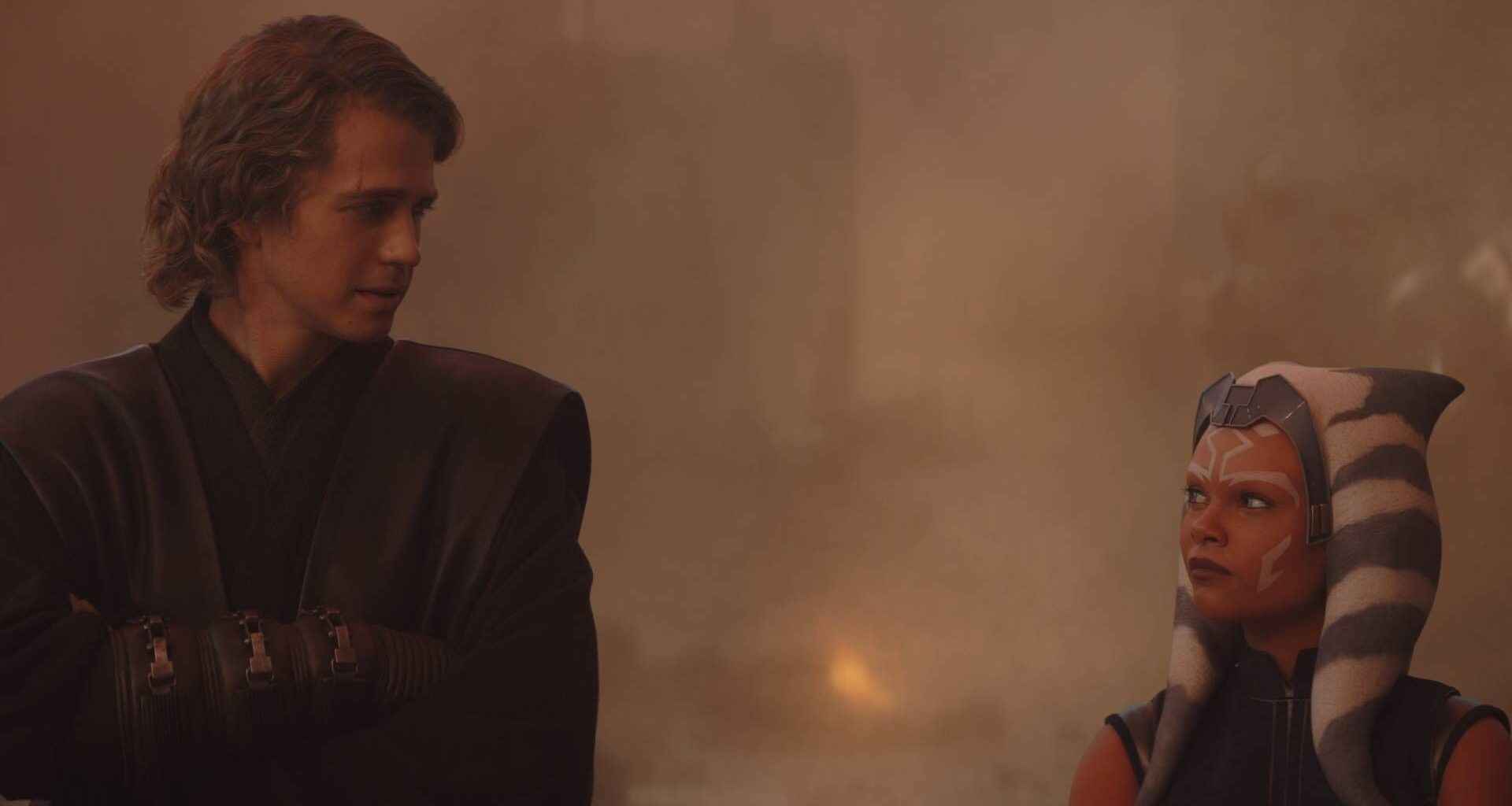 Hayden Christensen as Anakin Skywalker and Ariana Greenblatt as Ahsoka Tano in Ahsoka