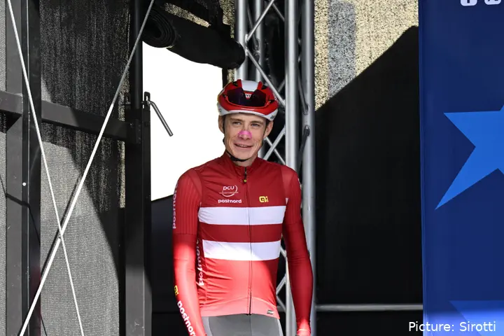 Jonas Vingegaard racing the European Championships for Denmark