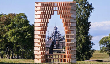 lens installation uses rhythmic timber slats to frame island’s historic churches