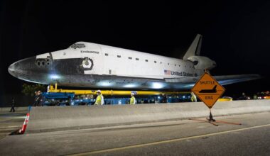 Space shuttle Endeavour weighed roughly 170,000 pounds, yet its final 12-mile journey through Los Angeles took 68 hours at no more than 2 mph—crews repeatedly stopped to trim trees and squeeze its 78-foot wingspan past obstacles with inches to spare.