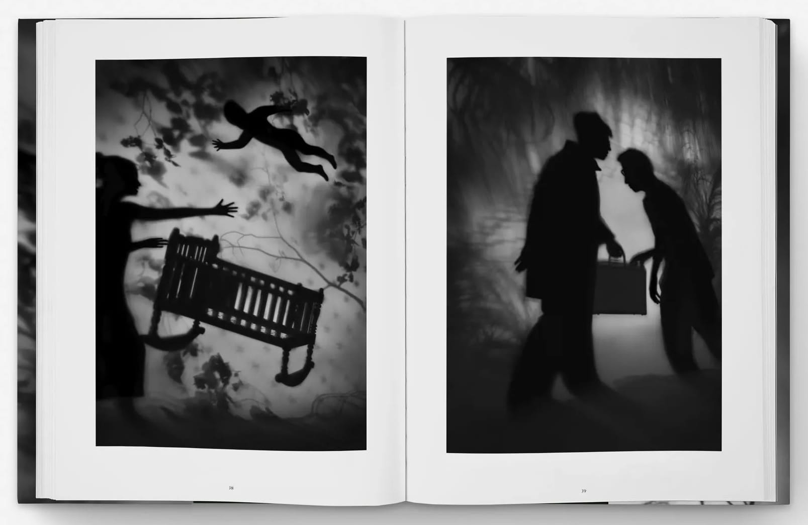 a spread from Susan Kae Grant's book 'Night Journey' featuring two black-and-white photos