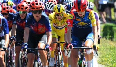 GENEVA, SWITZERLAND - AUGUST 02: (L-R) Carlotta Cipressi of Italy and Team Human Powered Health and Lorena Wiebes of Netherlands and Team SD Worx - Protime - Yellow leader jersey compete during the 5th Tour de France Femmes 2026, Stage 2 a 147.9km stage from Aigle to Geneva / #UCIWWT / on August 02, 2026 in Geneva, Switzerland. (Photo by Tim de Waele/Getty Images)