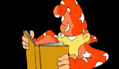 Rincewind the wizard reads a magical book suspiciously