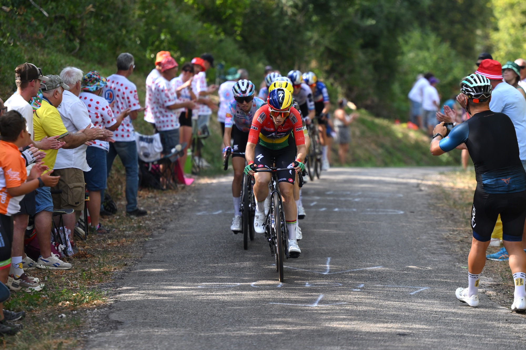 Kimberley Le Court Pienaar of AG Insurance - Soudal leads the chase group during stage 3