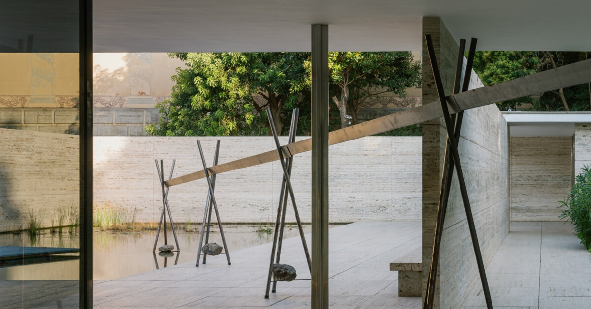 twelve tanks and aqueduct trace water loss at mies van der rohe pavilion