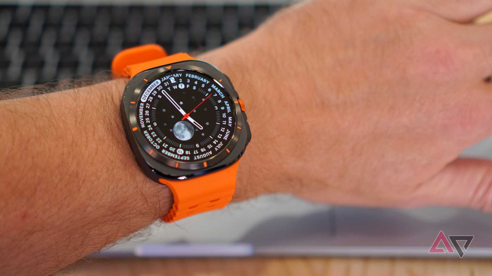 A person wearing the Samsung Galaxy Watch Ultra
