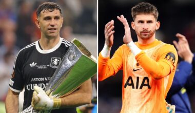 Juventus have signed Guglielmo Vicario (right) as an alternative to Emiliano Martinez (left)