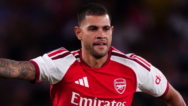 Arsenal's Bruno Guimaraes featured in the second half against Como