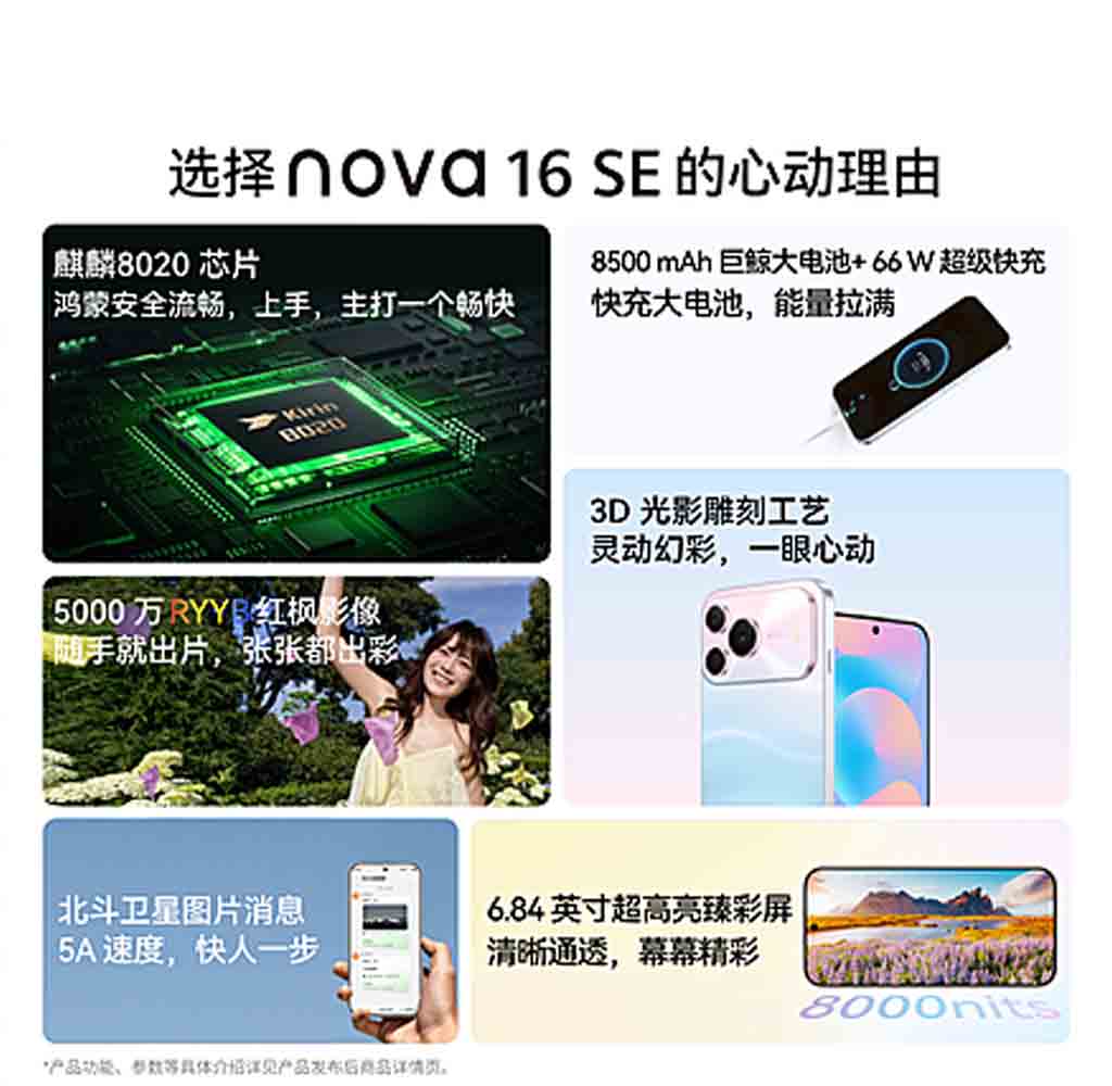 Huawei Nova 16 SE specs chart