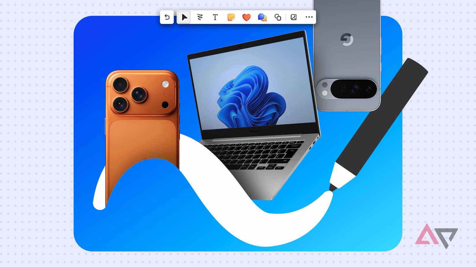 Stylized Microsoft Whiteboard logo featuring a laptop, an iPhone, and an Android phone.