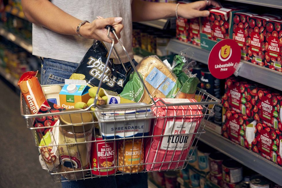 Supermarket basket groceries