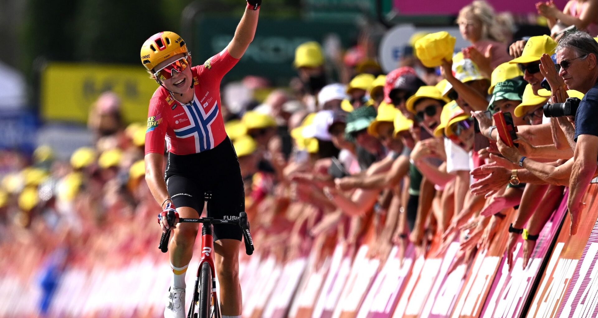 Tour de France Femmes: Sigrid Haugset stuns field with long-range solo attack to land signature stage 3 victory and swipe yellow jersey