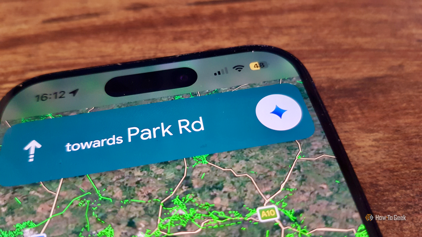The Gemini button in Google Maps on a phone.