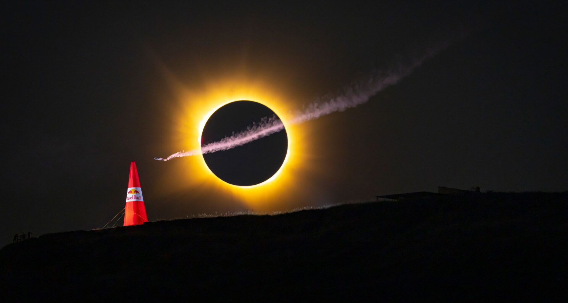 Shot from nearly a mile away with two stacked 600mm lenses, the photographer had just 84 seconds to nail this eclipse shot after nine months of planning