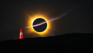 Shot from nearly a mile away with two stacked 600mm lenses, the photographer had just 84 seconds to nail this eclipse shot after nine months of planning