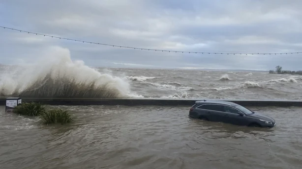 Flooding in Blackrock, Louth, as Storm Bram hits Ireland