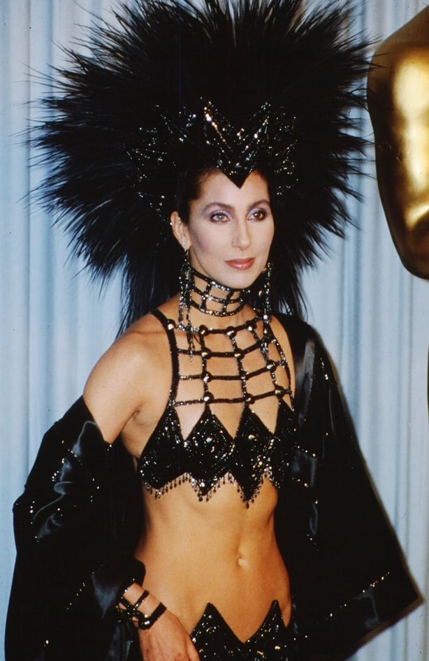 Cher at the Academy Awards (Oscars) in 1986