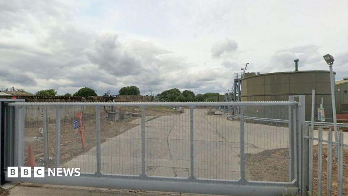 An entry gate at Yorkshire Water's waste treatment site in York