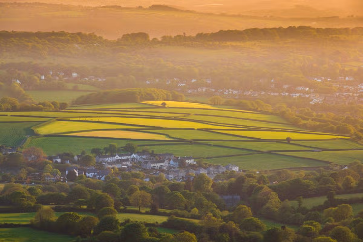 Light and shadows over Western Dartmoor just before sunset