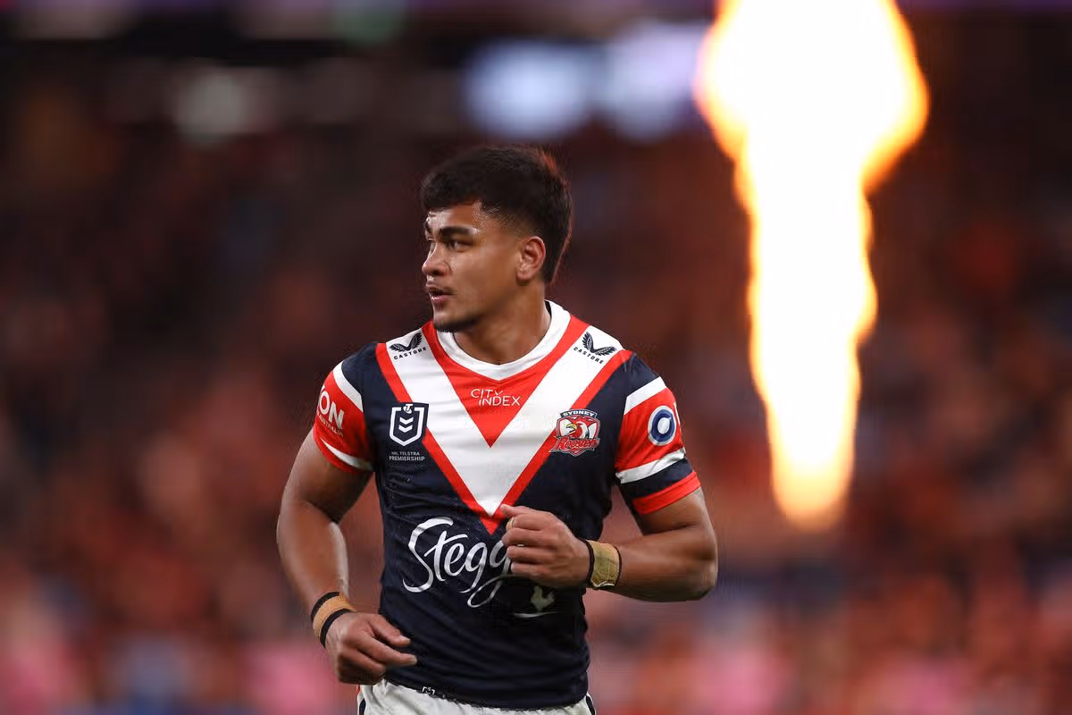 Junior Pauga in action for Sydney Roosters 