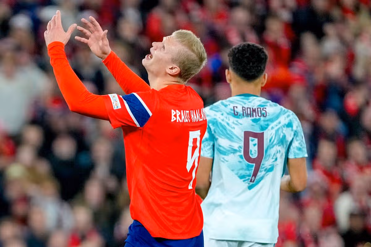 Erling Haaland of Norway reacts