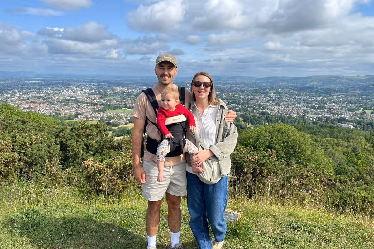 Charlotte Surgenor and her husband Tom with daughter Maisie, two