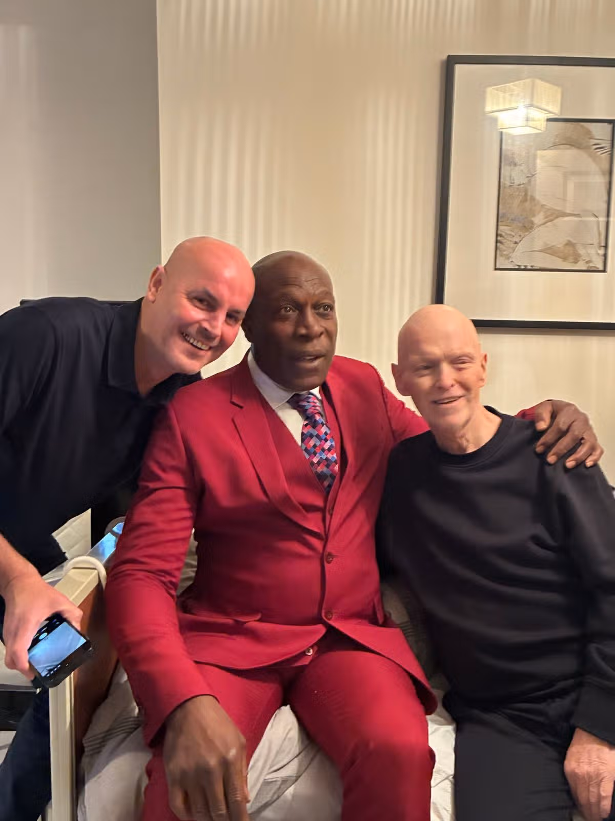 Dan (left) with Frank Bruno (middle) and John (right)