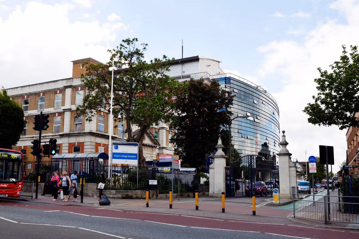 London, England - May 12, 2011: King's College Hospital in Denmark Hill, Camberwell, London Borough of Southwark in south London. King's is one of the major hospitals in the UK with specialities in neurology, neurosurgery, liver disease and dentistry. Over the years, the hospital has grown enormously and now incorporates nearby streets, with the addition of several new buildings. The hospital also has an extremely busy emergency department, often featured in TV programmes. Across the road is the world-famous Maudsley Hospital, specialists in the treatment of mental illnesses.
