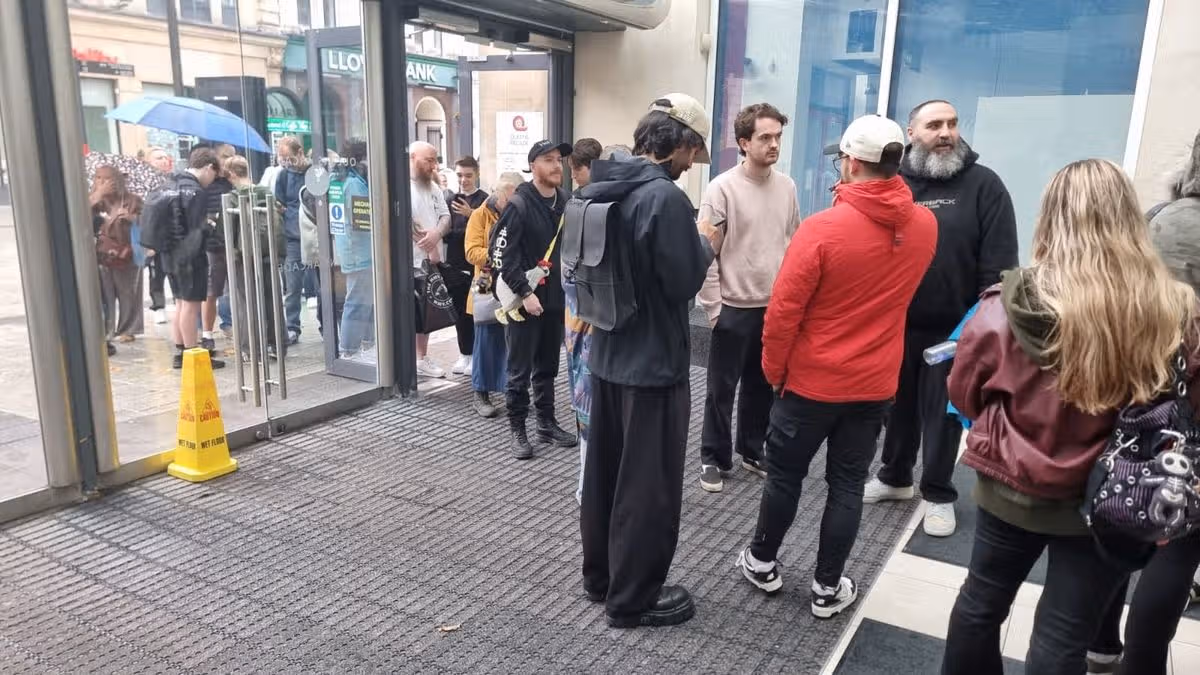 People queuing in Cardiff on Saturday morning