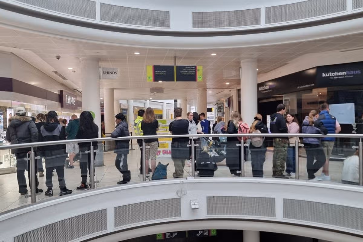 Pokemon fans outside Spawn Point Collectibles in Queen’s Arcade, Cardiff, on Saturday morning