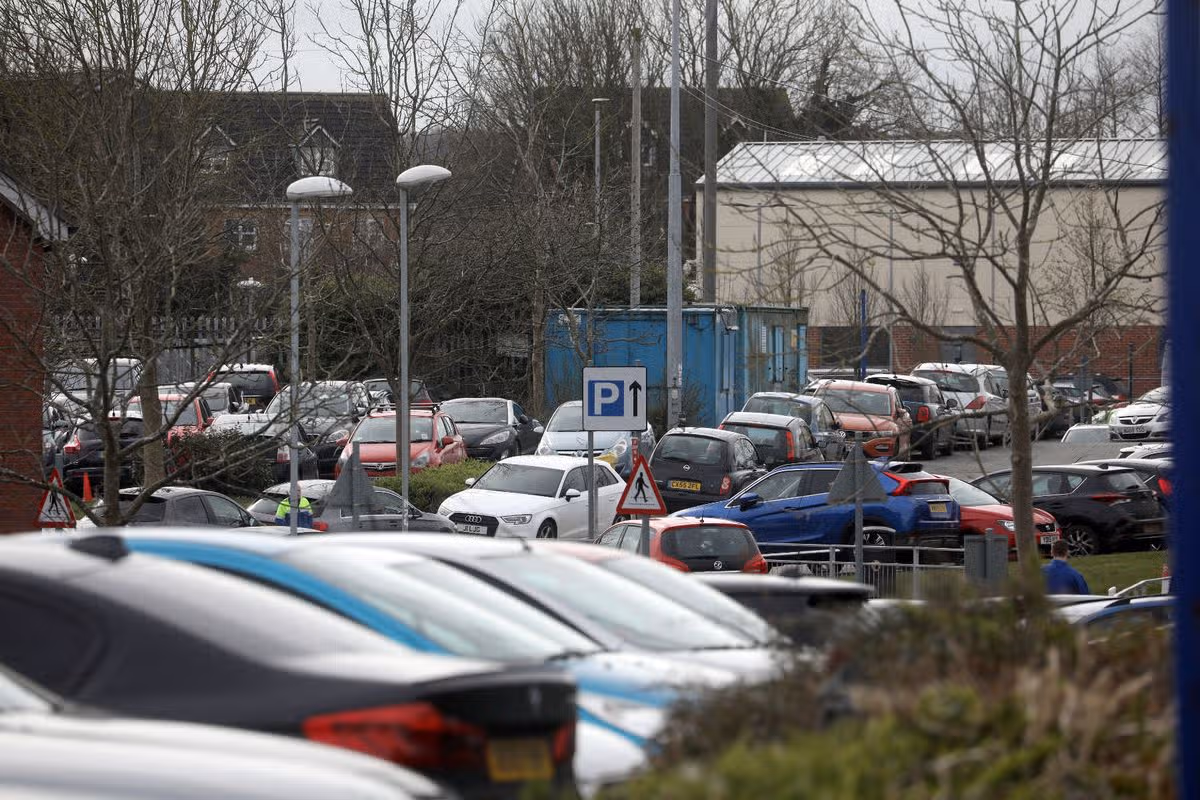 General view of the car parking at Wrexham Maelor Hospital