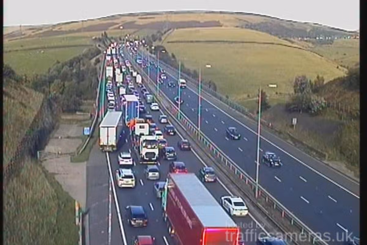 Traffic on the M62 amid the incident