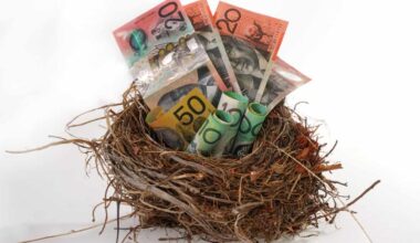 Australian dollar notes in a nest, symbolising a nest egg.