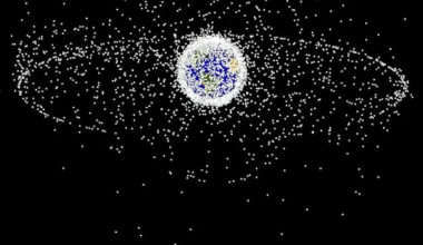 floating earth surrounded by bright dots