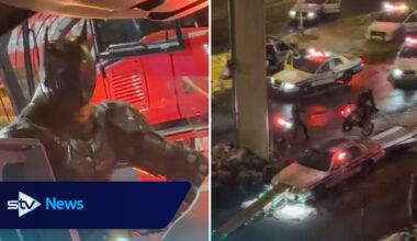 Batman up close as stunt scenes filmed under Glasgow bridge