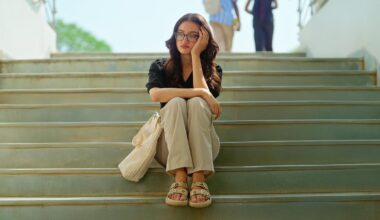 woman sitting on some steps