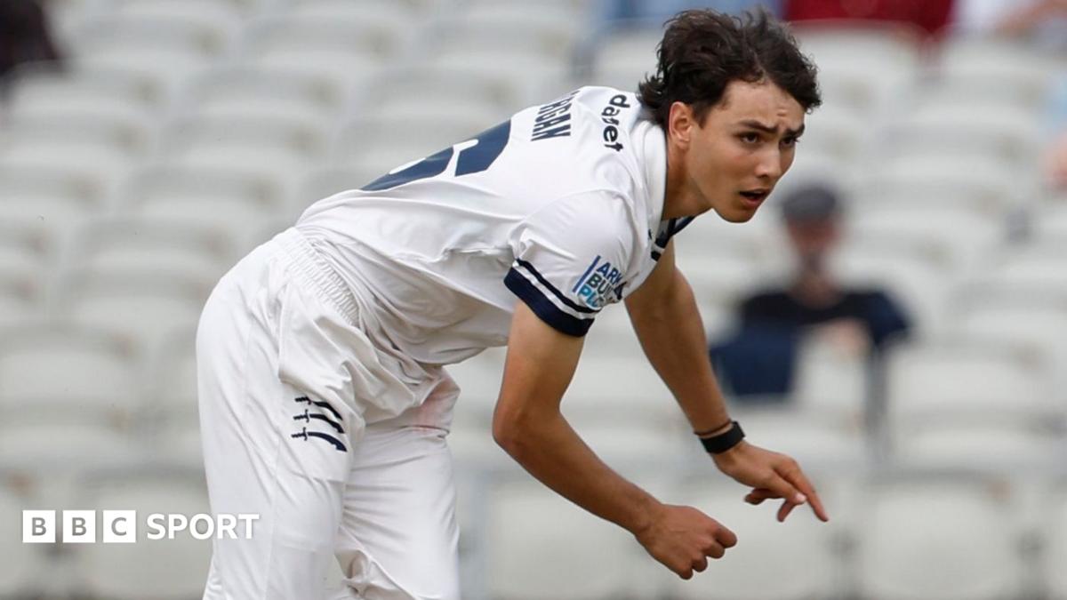 Middlesex's Seb Morgan completes his follow-through after bowling a delivery